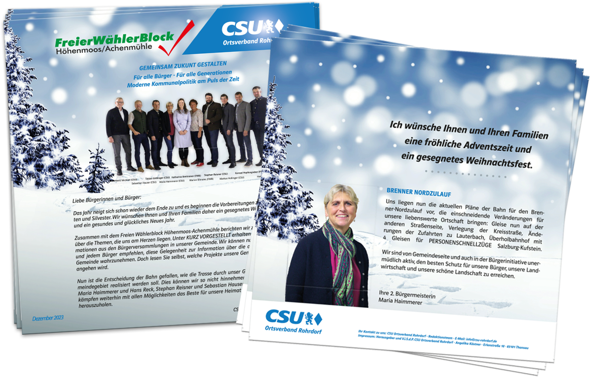 Flyer für den CSU Ortsverband Rohrdorf