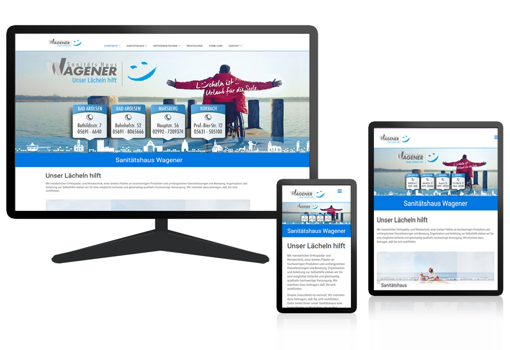 Responsiv Webdesign für Sanitätshaus Wagener in Bad Arolsen